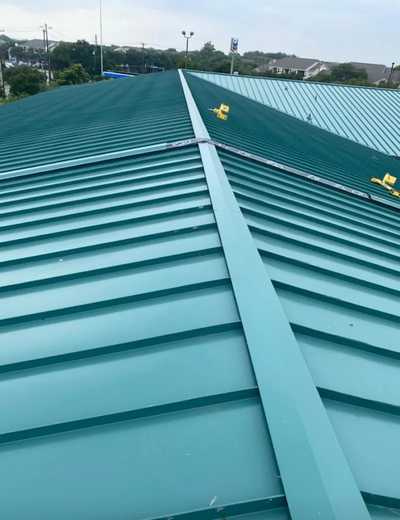 Green commercial metal roof ridge and valley for Metal Roof Repair in Blakely
